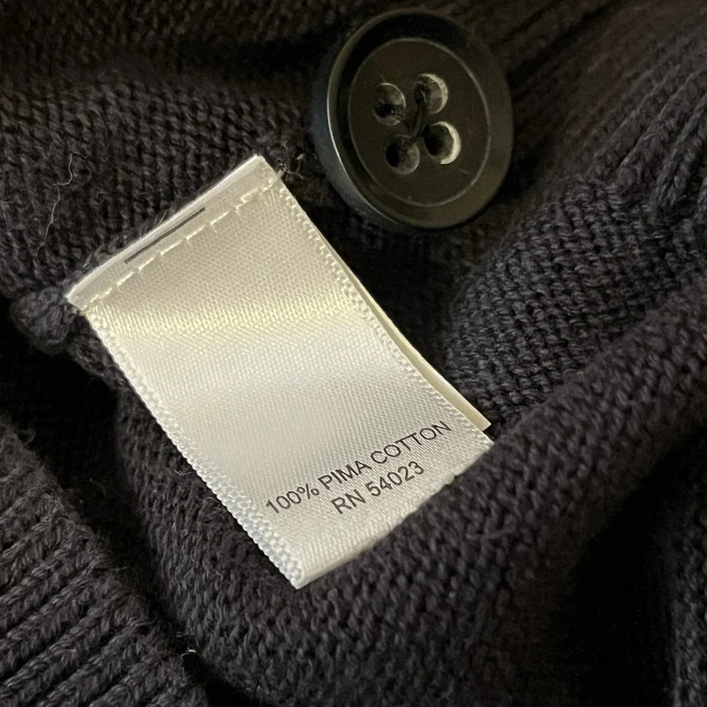 Banana Republic Shawl Neck Button Up Sweater Navy Blue Men Large Pima Cotton NWT